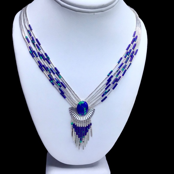 🌺Vintage Navajo Azurite Malachite Necklace - Picture 7 of 16